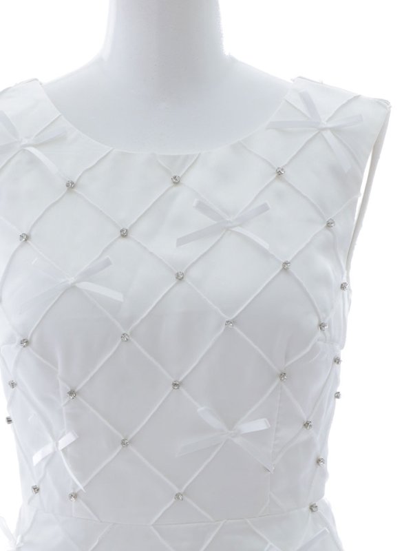 画像28: 【送料無料！】ノースリーブワンピースドレス/リボン/ビジュー/胸元隠し/背中隠し/Aラインスカート/ミニドレス/キャバドレス【XS-Mサイズ/2カラー】[OF03-U]  【YN】dzk