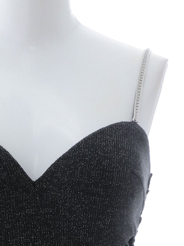 画像20: 新色登場!ラメキャミソールドレス/タック/ビジュー/ノースリーブ/リボン紐/サイド透け/谷間見せ/背中見せ/ミニドレス/キャバドレス【XS-Lサイズ/4カラー】[OF03-U] 【YN】dzc