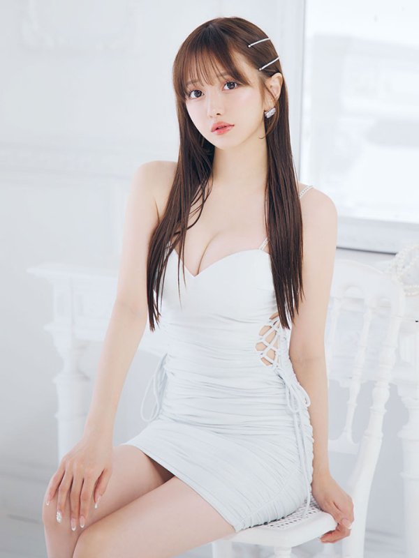 画像8: 新色登場!ラメキャミソールドレス/タック/ビジュー/ノースリーブ/リボン紐/サイド透け/谷間見せ/背中見せ/ミニドレス/キャバドレス【XS-Lサイズ/4カラー】[OF03-U] 【YN】dzc