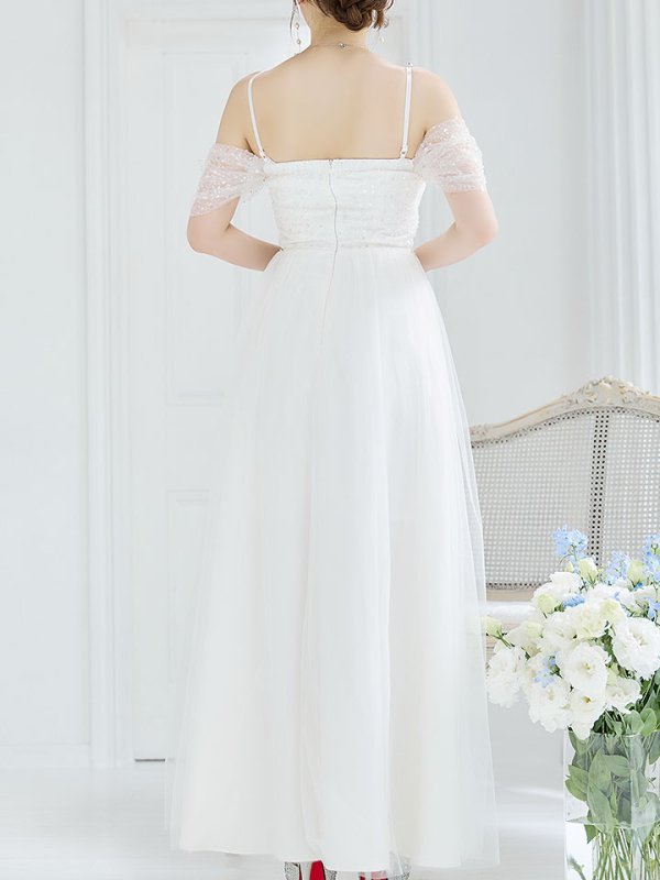 画像7: 【送料無料！】オープンショルダードレス/スパンコール/ビジュー/チュール/切り替え/キャミソール/フレアー/ロングドレス/キャバドレス【XS-Lサイズ/2カラー】[OF03] 【YN】dzc