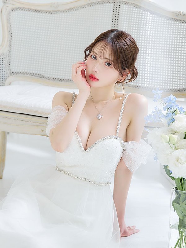 画像14: 【送料無料！】オープンショルダードレス/スパンコール/ビジュー/チュール/切り替え/キャミソール/フレアー/ロングドレス/キャバドレス【XS-Lサイズ/2カラー】[OF03] 【YN】dzc