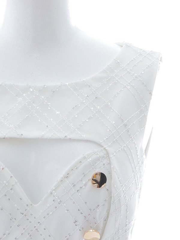 画像17: スパンコールレースワンピース/ノースリーブ/ボタン/布ベルト/ビジュー/バックル/谷間見せ/背中隠し/ロングドレス/キャバドレス【S-XLサイズ/2カラー】[OF03] 【YN】dzw