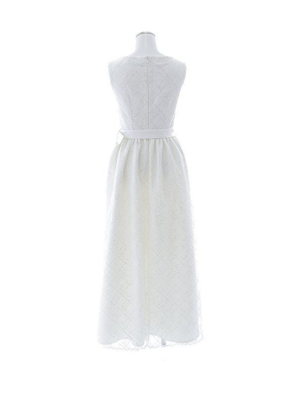 画像16: スパンコールレースワンピース/ノースリーブ/ボタン/布ベルト/ビジュー/バックル/谷間見せ/背中隠し/ロングドレス/キャバドレス【S-XLサイズ/2カラー】[OF03] 【YN】dzw