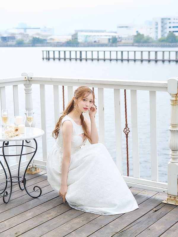 画像12: スパンコールレースワンピース/ノースリーブ/ボタン/布ベルト/ビジュー/バックル/谷間見せ/背中隠し/ロングドレス/キャバドレス【S-XLサイズ/2カラー】[OF03] 【YN】dzw