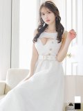 スパンコールレースワンピース/ノースリーブ/ボタン/布ベルト/ビジュー/バックル/谷間見せ/背中隠し/ロングドレス/キャバドレス【S-XLサイズ/2カラー】[OF03] 【YN】dzw