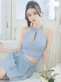 【送料無料！】ノースリーブセットアップドレス/ジップアップ/チェーン/ボタン/フレアスカート/谷間見せ/背中隠し/ミニドレス/キャバドレス【XS-Mサイズ/2カラー】[OF03-X] 【YN】dzj