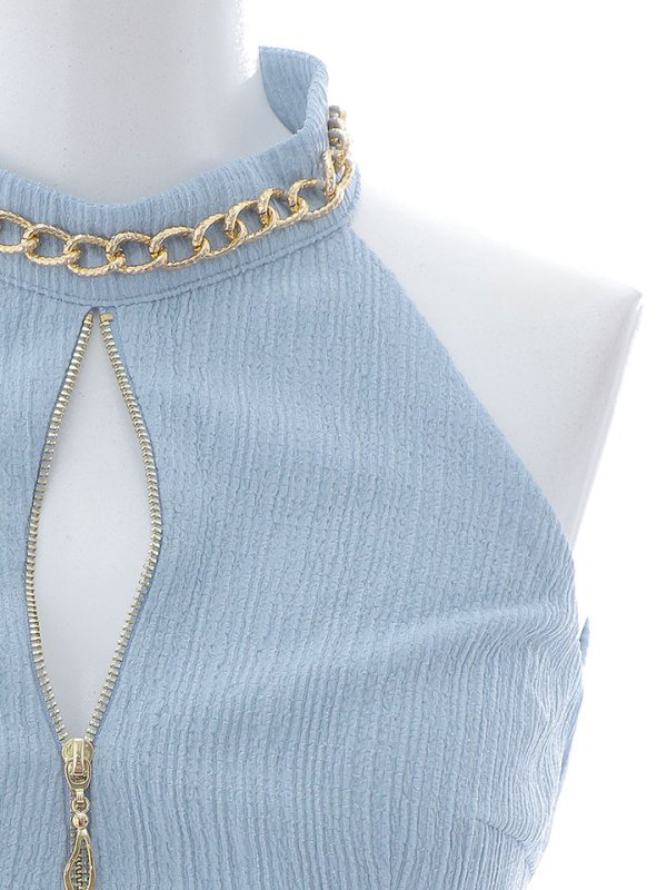 画像24: 【送料無料！】ノースリーブセットアップドレス/ジップアップ/チェーン/ボタン/フレアスカート/谷間見せ/背中隠し/ミニドレス/キャバドレス【XS-Mサイズ/2カラー】[OF03-X] 【YN】dzj