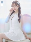 【送料無料！】ノースリーブセットアップドレス/ジップアップ/チェーン/ボタン/フレアスカート/谷間見せ/背中隠し/ミニドレス/キャバドレス【XS-Mサイズ/2カラー】[OF03-X] 【YN】dzj