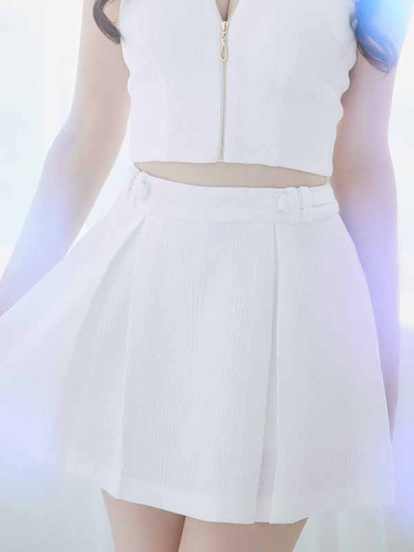 画像6: 【送料無料！】ノースリーブセットアップドレス/ジップアップ/チェーン/ボタン/フレアスカート/谷間見せ/背中隠し/ミニドレス/キャバドレス【XS-Mサイズ/2カラー】[OF03-X] 【YN】dzj