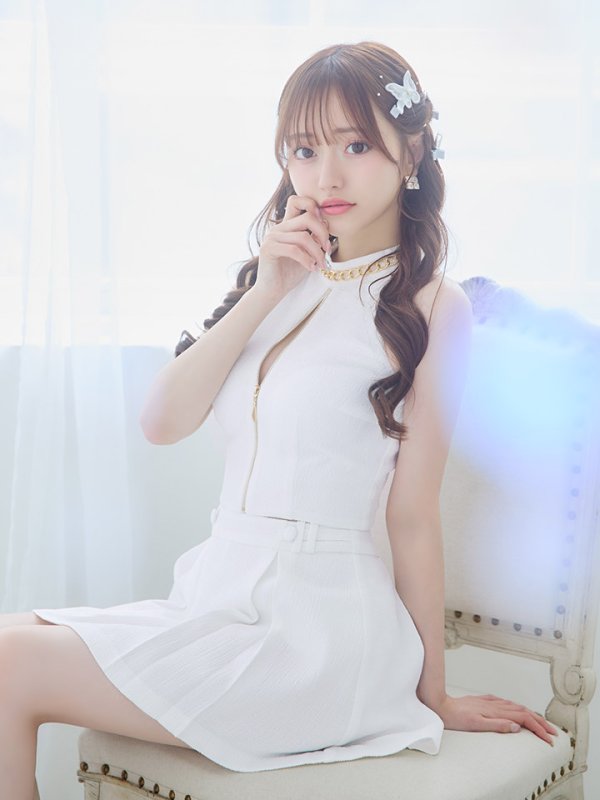 画像18: 【送料無料！】ノースリーブセットアップドレス/ジップアップ/チェーン/ボタン/フレアスカート/谷間見せ/背中隠し/ミニドレス/キャバドレス【XS-Mサイズ/2カラー】[OF03-X] 【YN】dzj