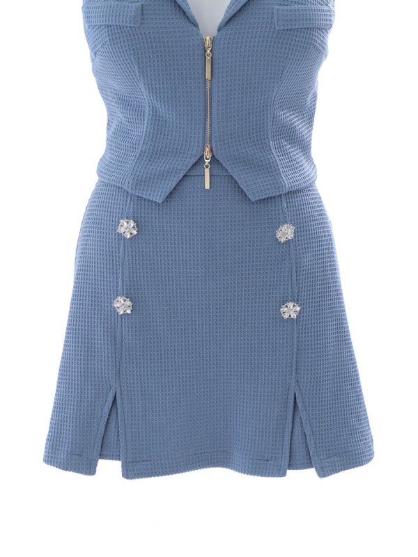 画像17: 再入荷!ワッフルジャケットセットアップ/インバーテッドプリーツ/ジップアップ/谷間見せ/背中隠し/ミニドレス/キャバドレス【XS-Mサイズ/1カラー】[OF03] 【YN】dzy