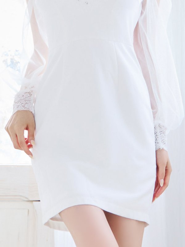 画像5: シフォンミニドレス/谷間見せ/背中見せ/オフショル/ビジュー/タイト/キャバドレス/ミニドレス【XS-Mサイズ/1カラー】[OF03] 【YN】dzj