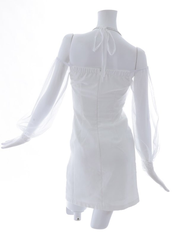 画像21: シフォンビジューオフショルドレス/ドレープ/チュール/谷間見せ/背中見せ/タイト/キャバドレス/ミニドレス【XS-Lサイズ/2カラー】[OF03] 【YN】dzy