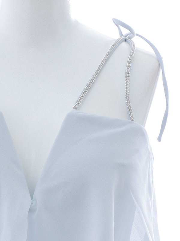 画像15: Lサイズ登場!シフォンシアードレス/キャミソール/ビジュー紐/リボン/ノースリーブ/透け感/スリット/谷間見せ/背中見せ/ミニドレス/キャバドレス【XS-Lサイズ/1カラー】[OF03] 【YN】dzj