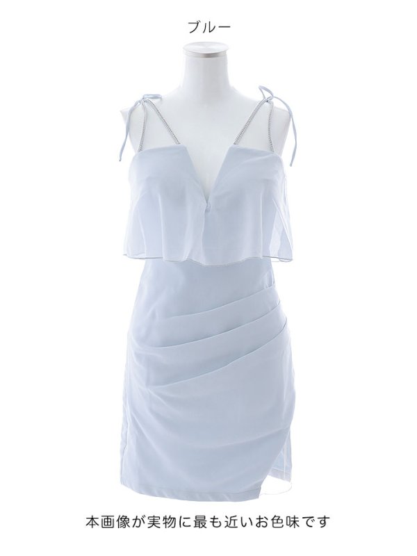 画像13: Lサイズ登場!シフォンシアードレス/キャミソール/ビジュー紐/リボン/ノースリーブ/透け感/スリット/谷間見せ/背中見せ/ミニドレス/キャバドレス【XS-Lサイズ/1カラー】[OF03] 【YN】dzj