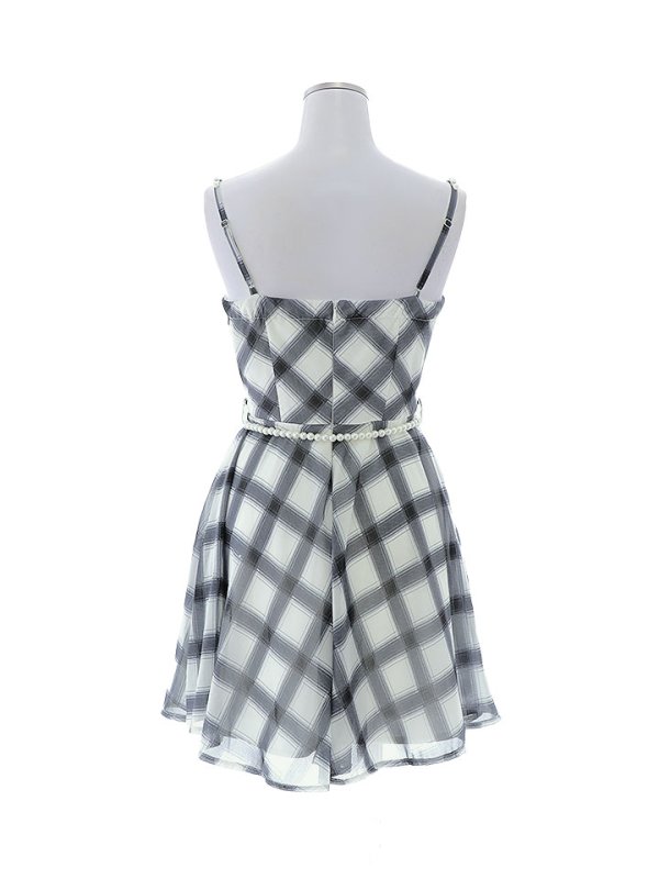 画像13: 【送料無料！】キャミソールフレアードレス/モノトーン/ノースリーブ/パールベルト/チェーン/谷間見せ/背中見せ/ミニドレス/キャバドレス【XS-Mサイズ/1カラー】[OF03] 【YN】dzj