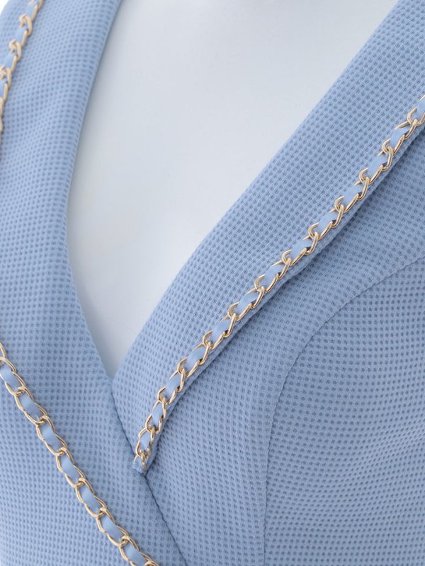 画像22: ワッフルノースリーブドレス/チェーン/谷間見せ/背中隠し/タイトスカート/ミニドレス/キャバドレス【XS-Mサイズ/2カラー】[OF03-X] 【YN】dzjv