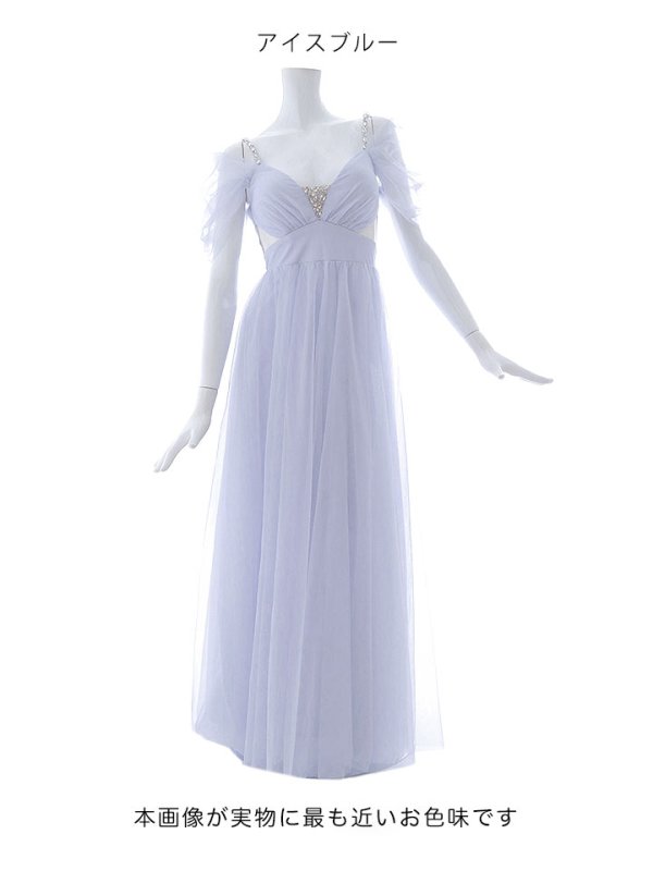 画像13: SALE!レイヤードチュールドレス/ビジュー/肩出し/谷間見せ/背中見せ/プリンセス/ロングドレス/キャバドレス【S-Lサイズ/2カラー】[OF03] 【YN】dzjo