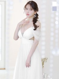 SALE!レイヤードチュールドレス/ビジュー/肩出し/谷間見せ/背中見せ/ロングドレス/キャバドレス【S-Lサイズ/2カラー】[OF03] 【YN】dzjo