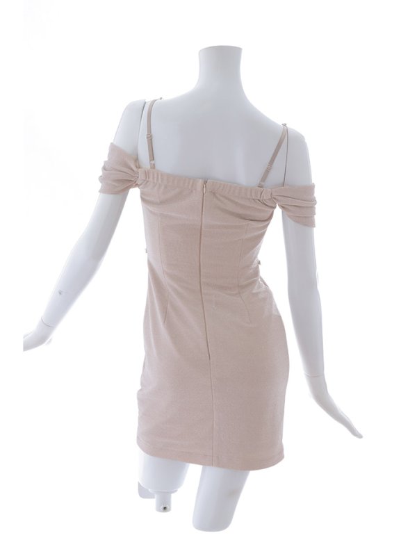 画像16: ドレープオフショルラメドレス/ビジュー/パール/キャミ/タイト/谷間見せ/背中見せ/キャバドレス/ミニドレス【XS-Mサイズ/2カラー】[OF03] 【YN】dzws