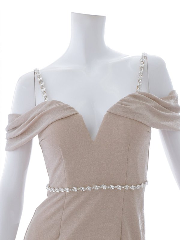 画像17: ドレープオフショルラメドレス/ビジュー/パール/キャミ/タイト/谷間見せ/背中見せ/キャバドレス/ミニドレス【XS-Mサイズ/2カラー】[OF03] 【YN】dzws