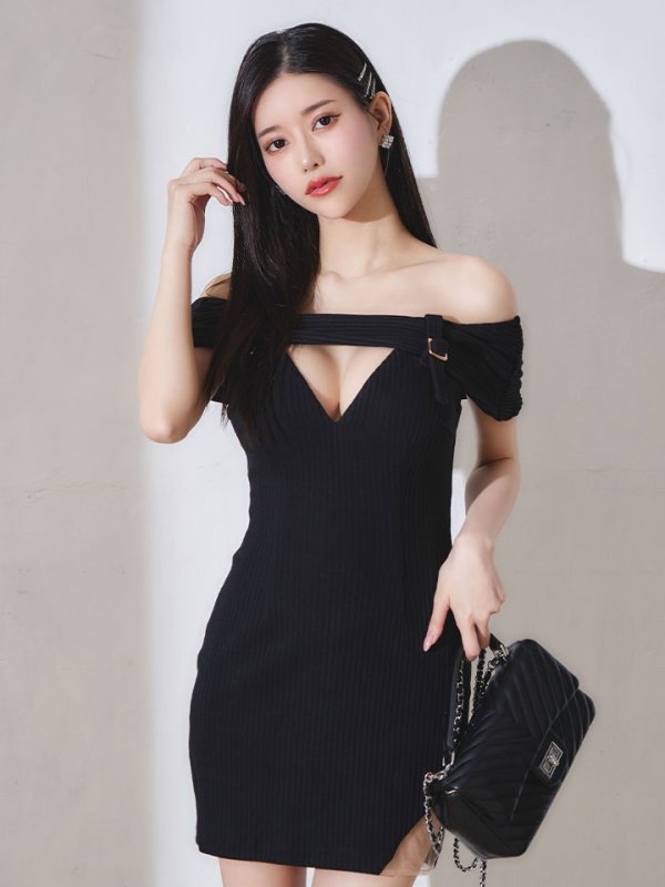 画像3: SALE!リブタイトオフショルダードレス/谷間見せ/背中見せ/ミニドレス/キャバドレス【S-Mサイズ/1カラー】[OF03] 【YN】dzw