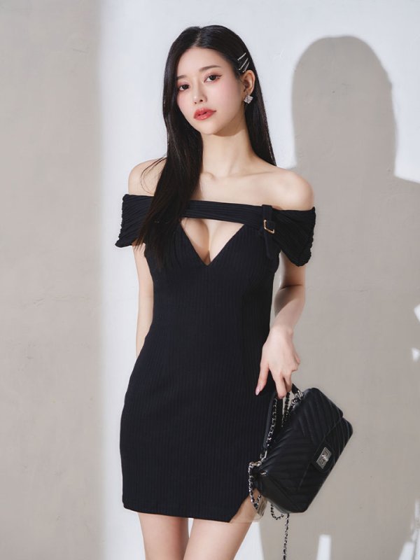 画像11: SALE!リブタイトオフショルダードレス/谷間見せ/背中見せ/ミニドレス/キャバドレス【S-Mサイズ/1カラー】[OF03] 【YN】dzw