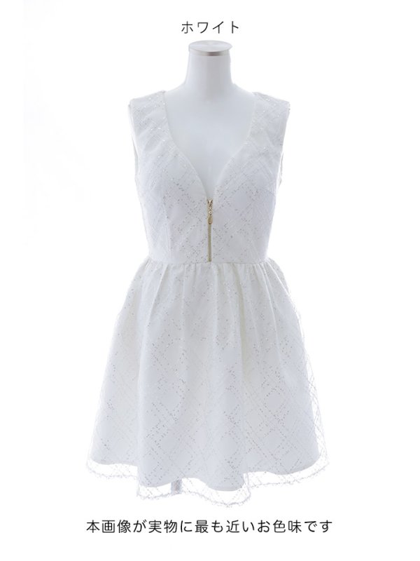 画像14: スパンコールチュールノースリーブドレス/ジップ/谷間見せ/背中隠し/ミニドレス/キャバドレス【XS-Mサイズ/1カラー】[OF03] 【YN】dzk