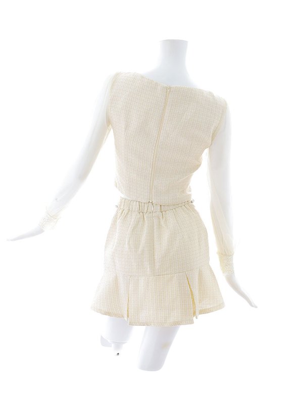 画像14: 【送料無料!】 ツイードセットアップドレス/2ピース/ビジュー/チュール袖/谷間見せ/背中隠し/ミニドレス/キャバドレス【XS-Lサイズ/1カラー】[OF03] 【YN】dzwv