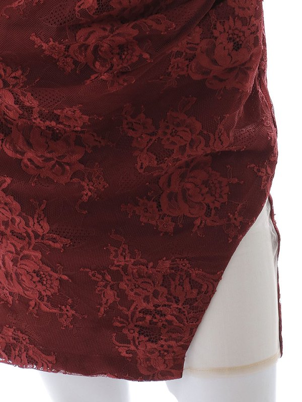 画像21: 【送料無料!】花柄刺繍レースドレス/キャミソール/パール/チュール袖/谷間見せ/背中隠し/シアースリット/透け感/ミニドレス/キャバドレス【XS-XLサイズ/2カラー】[OF03] 【YN】