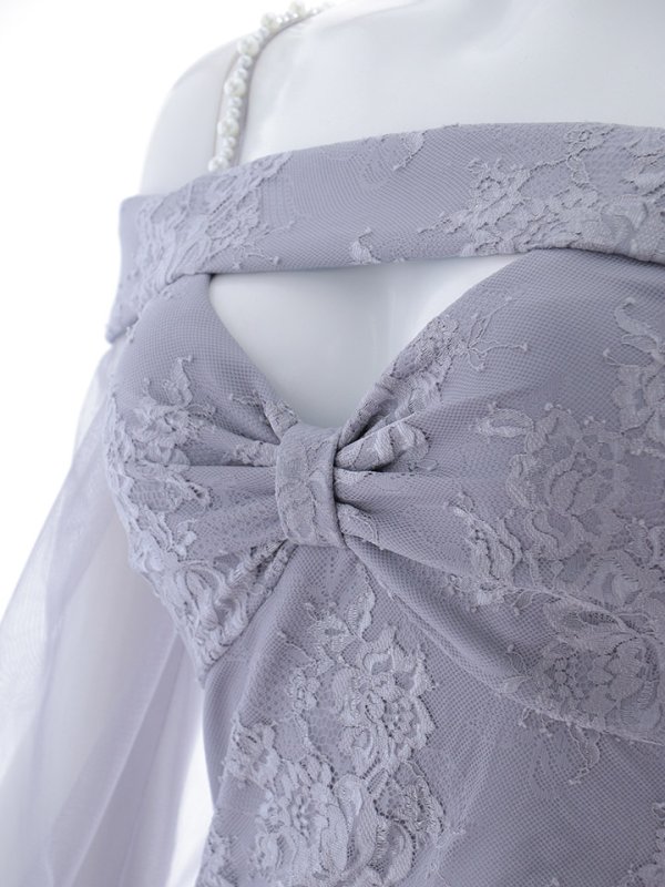 画像22: 【送料無料!】花柄刺繍レースドレス/キャミソール/パール/チュール袖/谷間見せ/背中隠し/シアースリット/透け感/ミニドレス/キャバドレス【XS-XLサイズ/2カラー】[OF03] 【YN】