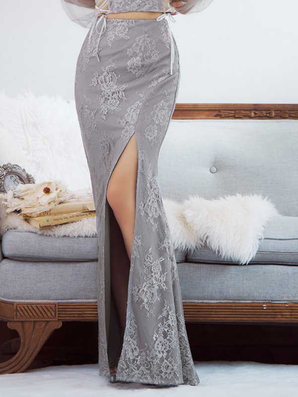 画像13: 【送料無料!】刺繍チュールスリーブロングドレス/チュール袖/刺繍/レースアップ/シアー/スリット/透け/谷間見せ/背中隠し/ロングドレス/キャバドレス【S-Lサイズ/4カラー】[OF03] 【YN】dzj