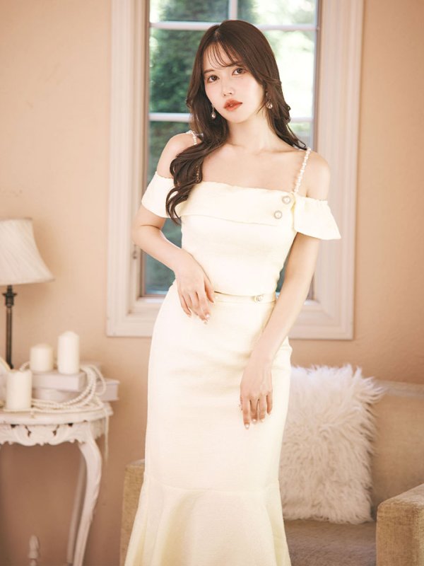 画像10: 【ウィンターセール！】SALE!ラメツイードオフショルドレス/フレア/ビジューセットアップ/2ピース/ミディアムドレス/キャバドレス【S-Lサイズ/1カラー】[OF03]【YN】dzw