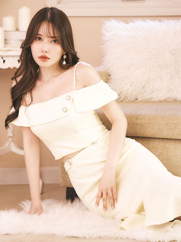 画像12: 【ウィンターセール！】SALE!ラメツイードオフショルドレス/フレア/ビジューセットアップ/2ピース/ミディアムドレス/キャバドレス【S-Lサイズ/1カラー】[OF03]【YN】dzw