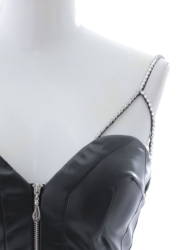 画像15: 【送料無料! 】ジップアップレザードレス/2ピース/セットアップ/キャミソール/ビジュー/谷間見せ/背中見せ/ミニドレス/キャバドレス【XS-Lサイズ/1カラー】[OF03] 【YN】dzkv