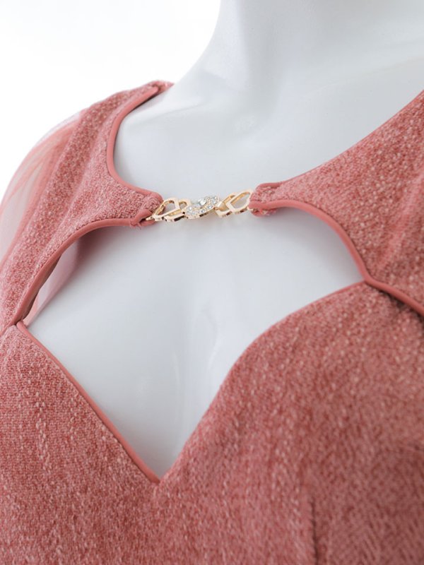 画像19: 【sifeel/シフィール】ツイードマーメイドドレス/チェーン/谷間見せ/チュール袖/ミディアムドレス/キャバドレス【S-Lサイズ/2カラー】[OF03]【YN】dzc