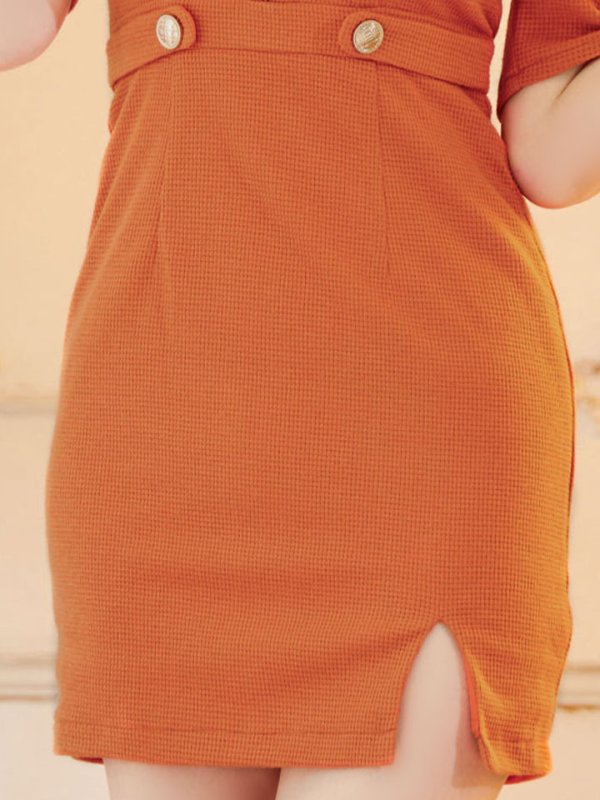 画像5: 【送料無料】フロントジップワッフルドレス/半袖/スリット/谷間見せ/背中隠し/ミニドレス/キャバドレス【XS-XLサイズ/1カラー】[OF03]【YN】dzw