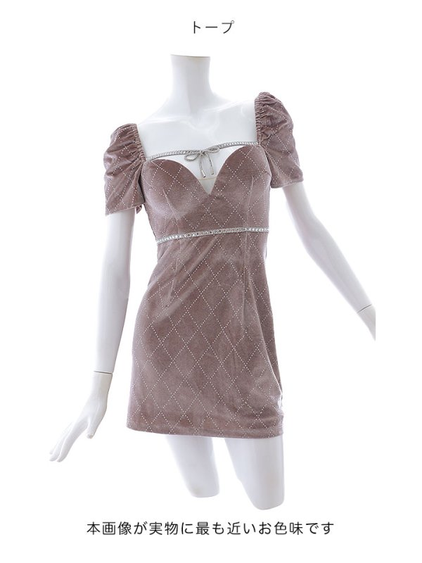 画像19: ブラックベロアドレス/リボン/ビジュー/谷間見せ/背中隠し/ミニドレス/キャバドレス【XS-Lサイズ/2カラー】[OF03] 【YN】dzcv