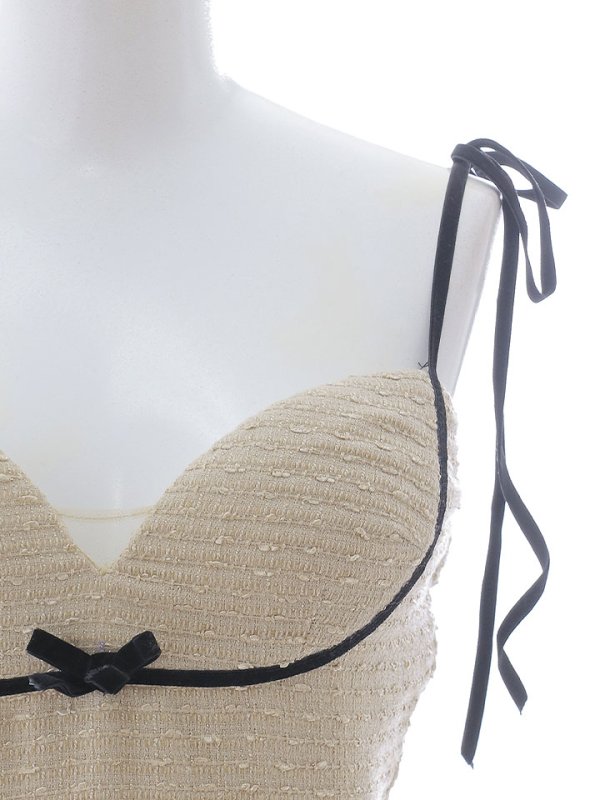 画像15: 【ポッキリセール！】再入荷!ツイードパイピングキャミワンピ/キャミソール/バイカラー/リボン/タイト/谷間見せ/背中見せ/ミニドレス/キャバドレス【XS-Mサイズ/1カラー】[OF03] 【YN】dzc