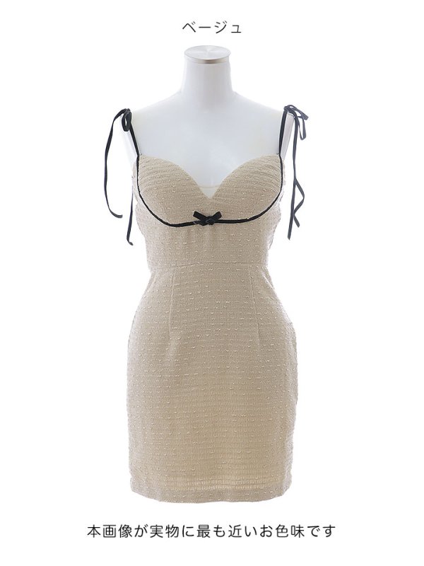 画像13: 【ポッキリセール！】再入荷!ツイードパイピングキャミワンピ/キャミソール/バイカラー/リボン/タイト/谷間見せ/背中見せ/ミニドレス/キャバドレス【XS-Mサイズ/1カラー】[OF03] 【YN】dzc