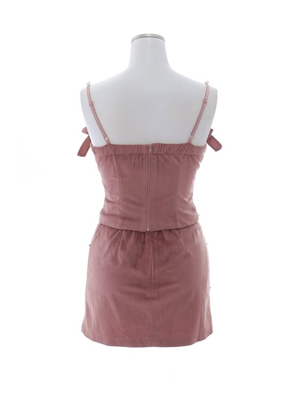 画像19: 【送料無料!】ベロアキャミセットアップ/パール/リボン/谷間見せ/背中見せ/ビジュー/ミニドレス/キャバドレス【XS-Mサイズ/2カラー】[OF03] 【YN】dzjv【一部予約商品/2月上旬発送予定】