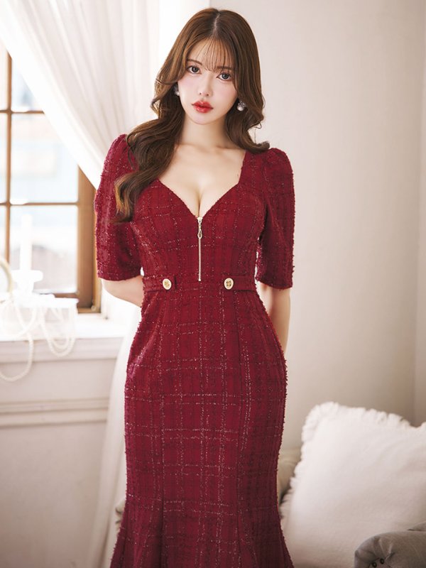 画像3: 【送料無料】【sifeel/シフィール】マーメイドツイードジップアップワンピースドレス/キャバドレス【S-Lサイズ/2カラー】[OF03]【YN】dzj