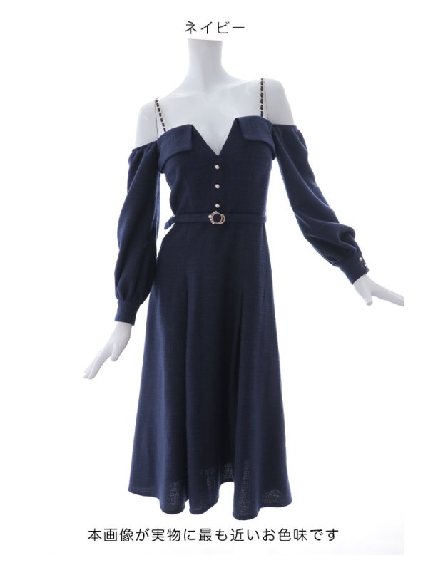 画像25: 【送料無料！】【sifeel/シフィール】ロングスリーブワンピースドレス/ツイード/襟付き/ベルト/ミディアムドレス/キャバドレス【S-Lサイズ/2カラー】[OF03] 【YN】dzj