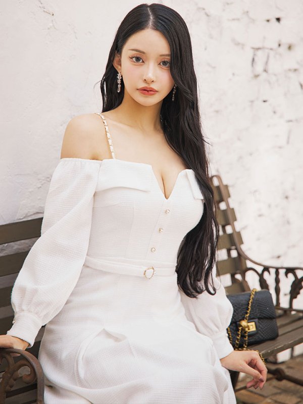 画像21: 【送料無料！】【sifeel/シフィール】ロングスリーブワンピースドレス/ツイード/襟付き/ベルト/ミディアムドレス/キャバドレス【S-Lサイズ/2カラー】[OF03] 【YN】dzj