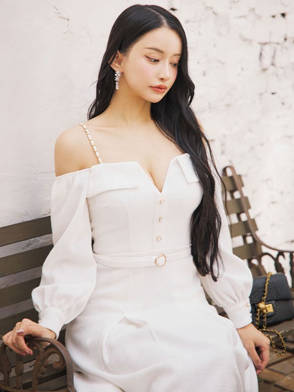 画像22: 【送料無料！】【sifeel/シフィール】ロングスリーブワンピースドレス/ツイード/襟付き/ベルト/ミディアムドレス/キャバドレス【S-Lサイズ/2カラー】[OF03] 【YN】dzj