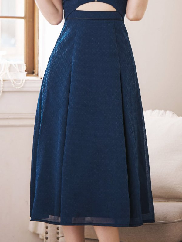 画像6: 【sifeel/シフィール】シフォンフレアワンピース/ノースリーブ/ジップアップ/チェック/谷間見せ/背中隠し/ミディアムドレス/キャバドレス【S-Lサイズ/1カラー】[OF03] 【YN】dzw