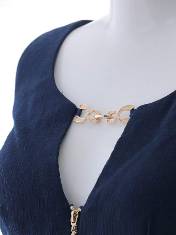 画像18: 【sifeel/シフィール】シフォンフレアワンピース/ノースリーブ/ジップアップ/チェック/谷間見せ/背中隠し/ミディアムドレス/キャバドレス【S-Lサイズ/1カラー】[OF03] 【YN】dzw