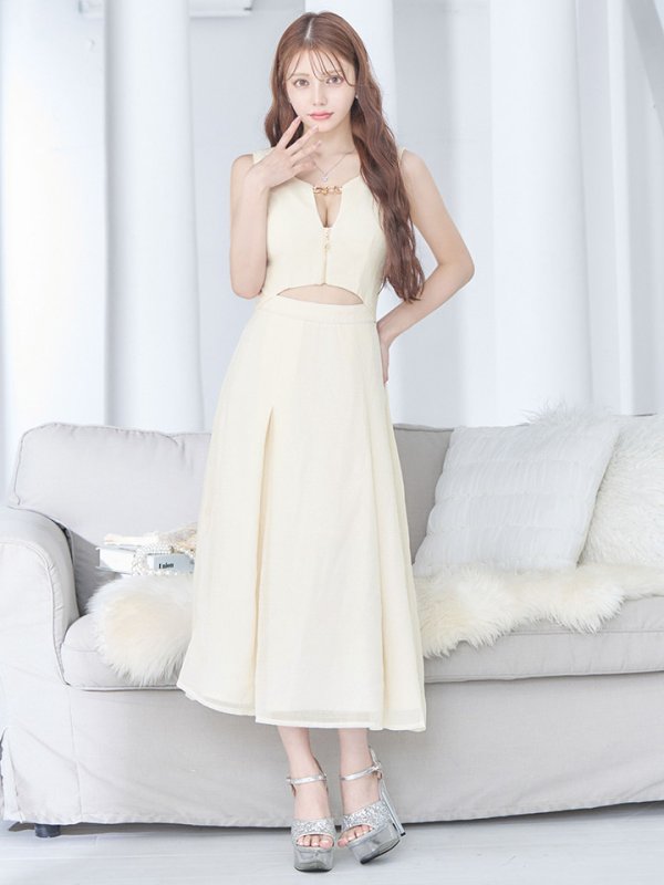 画像3: 【sifeel/シフィール】シフォンノースリーブフレアワンピース/ミディアムドレス/キャバドレス【S-Lサイズ/1カラー】[OF03] 【YN】dzw