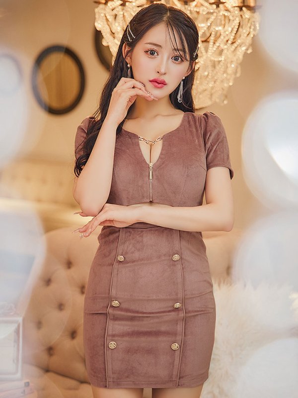 画像3: ウエストカットベルベットピンクドレス/キャバドレス【XS-Lサイズ/1カラー】[OF03] 【YN】dzw