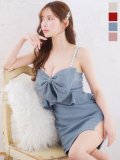 【送料無料！】ラメリボンキャミソールドレス/ノースリーブ/ビジュー/谷間見せ/背中見せ/ミニドレス/キャバドレス【XS-XLサイズ/4カラー】【一部予約商品/5月下旬発送予定】[OF03]
